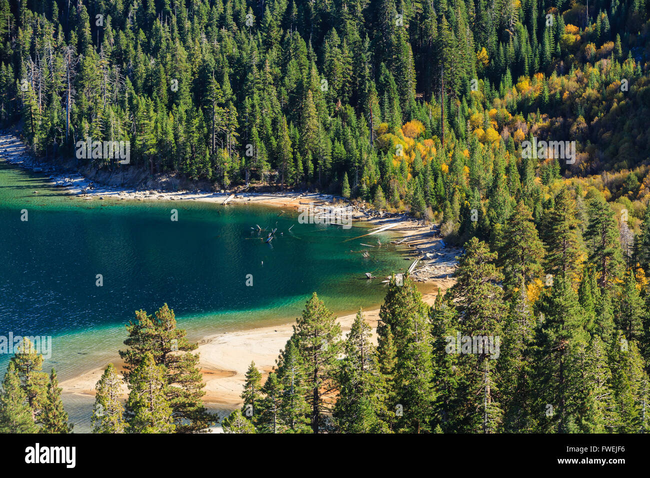 Bella cascata di colore e la spiaggia, le foto scattate nella zona del lago Tahoe Foto Stock