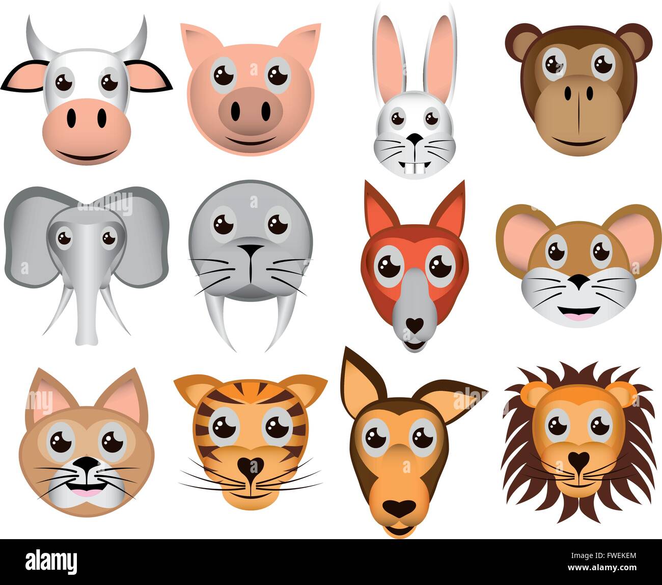Illustrazione Vettore grafico impostare gli animali per un utilizzo creativo in graphic design Illustrazione Vettoriale