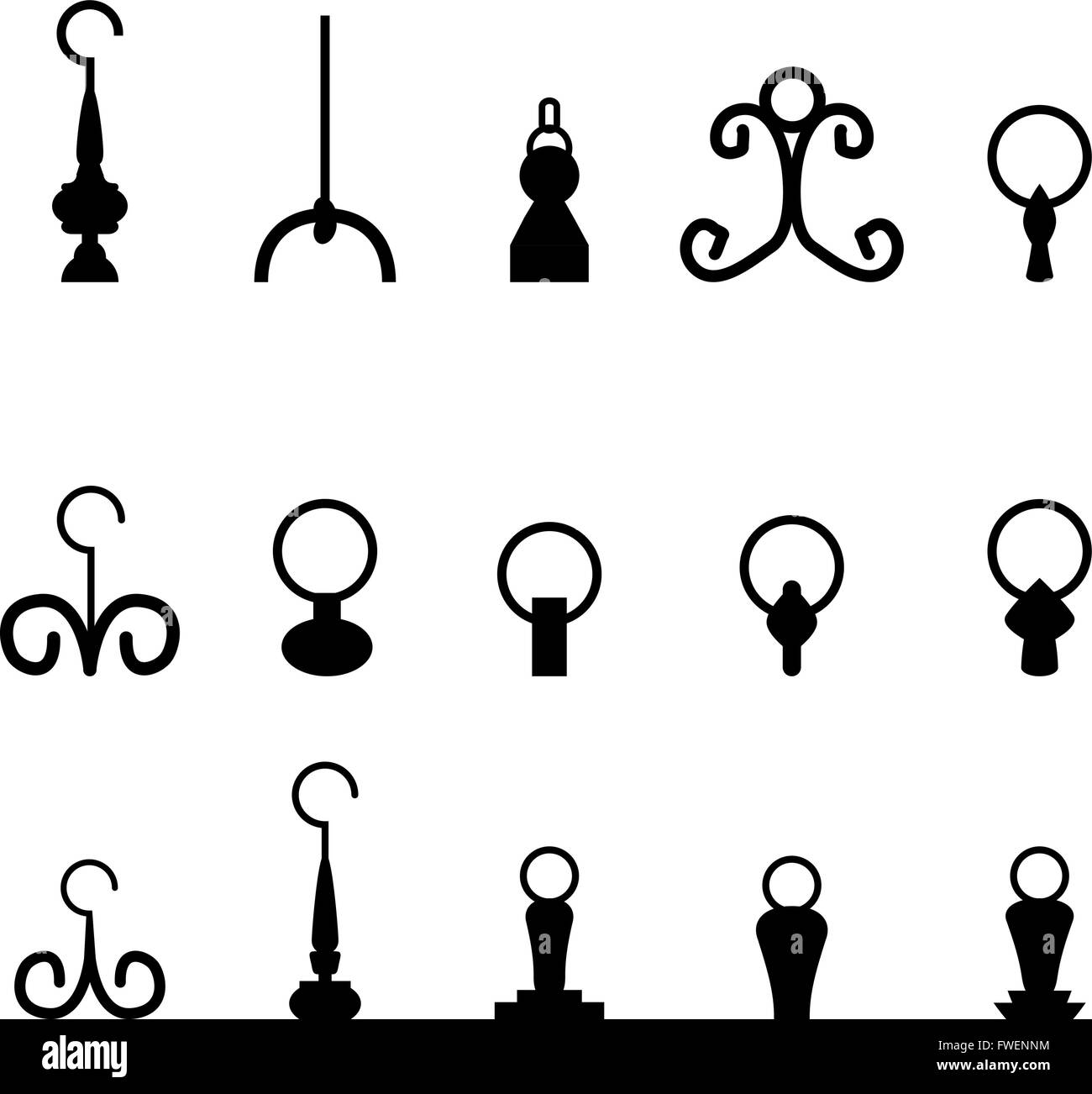 Set di birdcage anello con gancio. vettoriale modificabile. Illustrazione Vettoriale