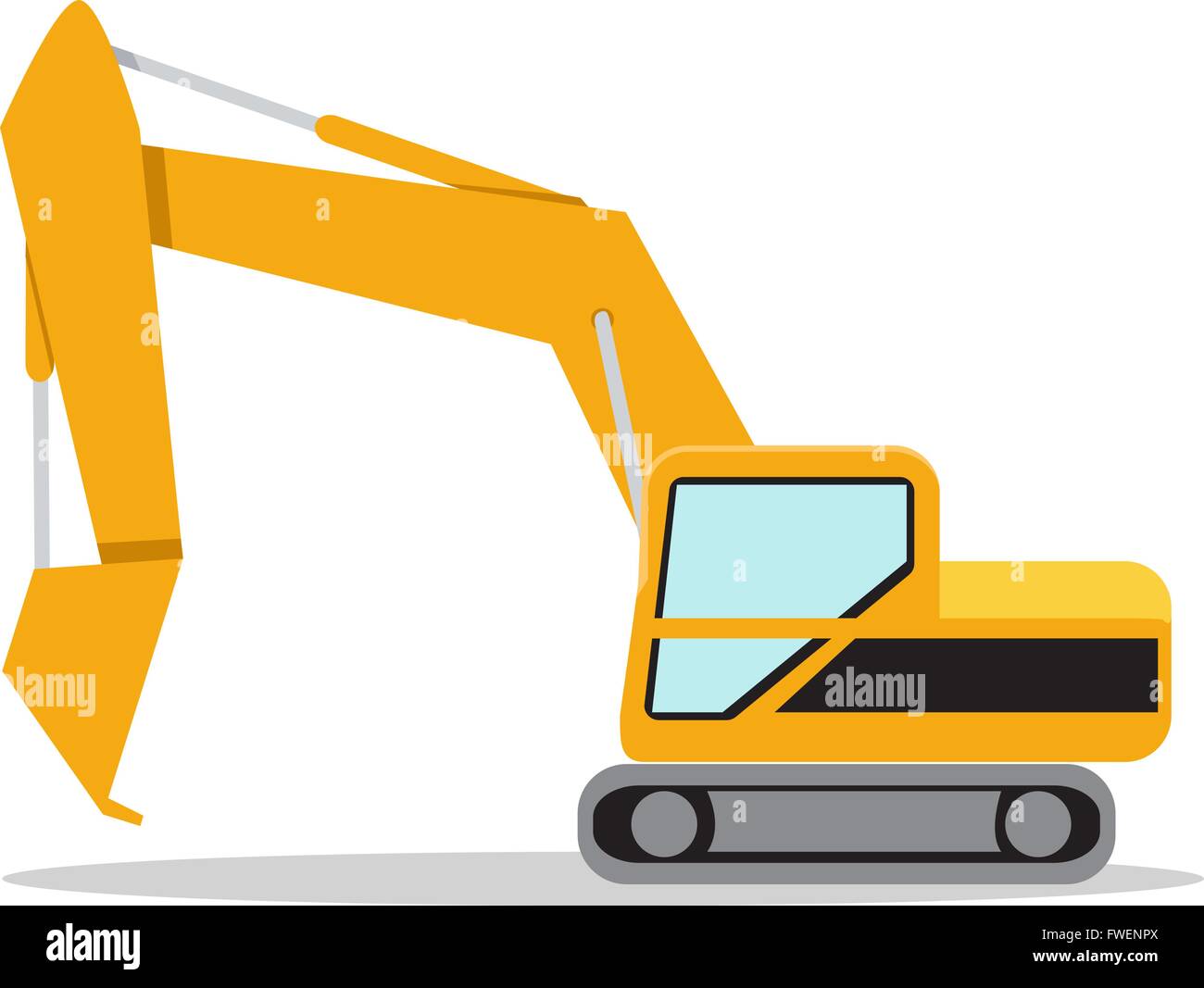 Illustrazione di escavatore su sfondo bianco, vettore Illustrazione Vettoriale