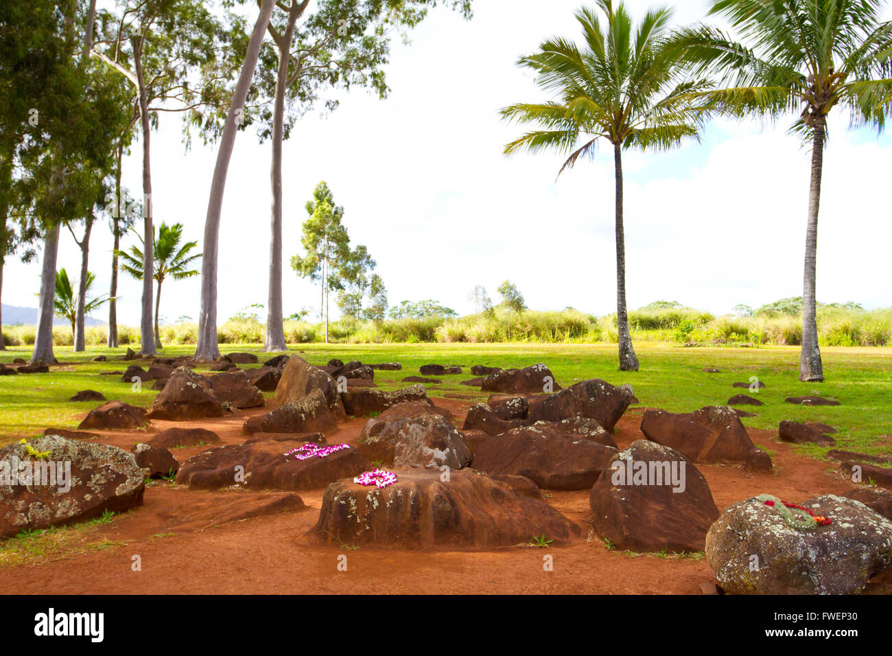 Queste pietre lisce sono dove Hawaiian royalty re e regine sono nati per secoli. Questo storico sito nativo è ver Foto Stock
