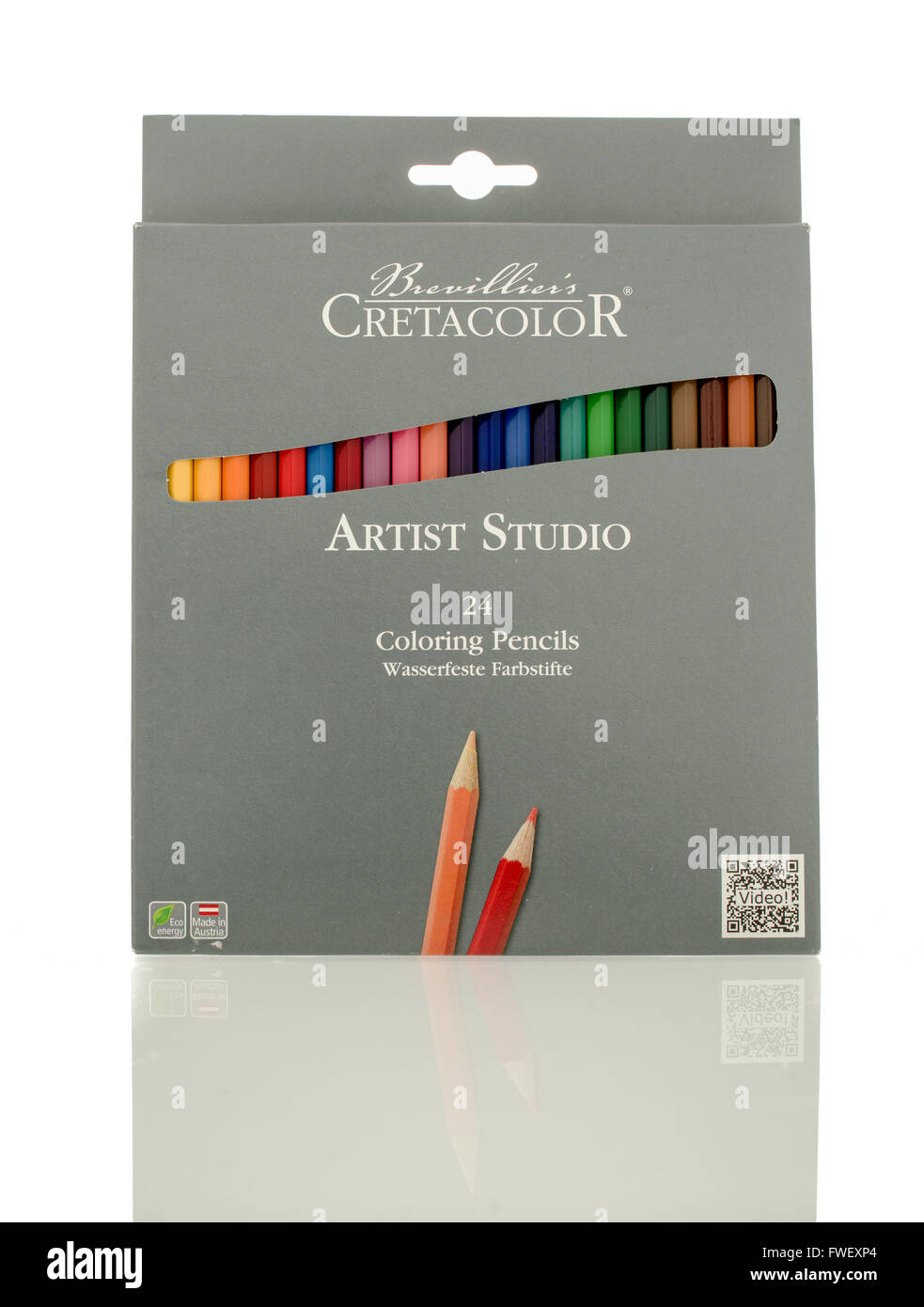 Winneconne, WI - 1 Aprile 2016: casella di Brevillier's cretacolor atrist studio matite colorate su un isolato di sfondo, Foto Stock
