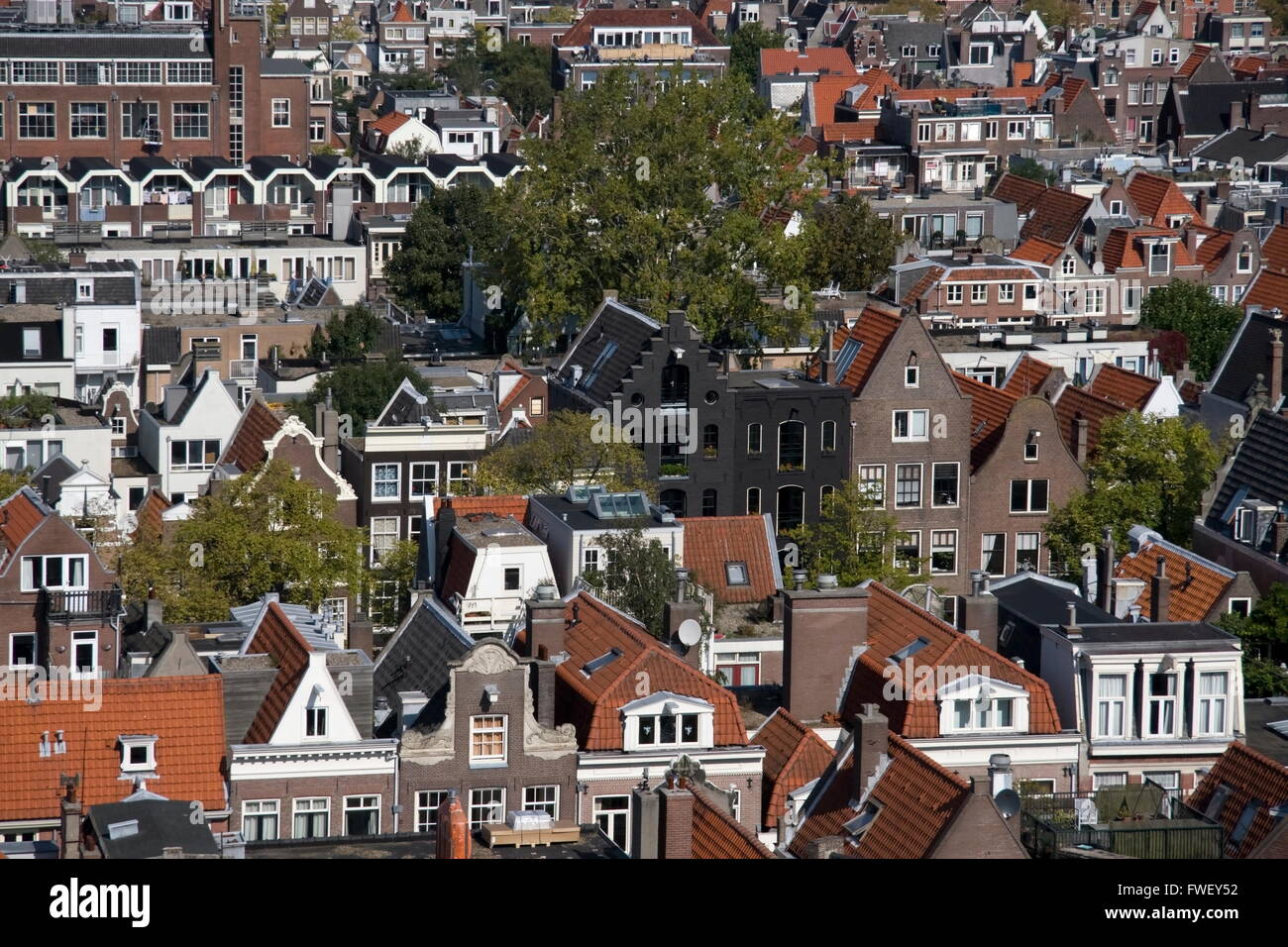 Vista del quartiere Jordaan dalla Westerkerk di Amsterdam, Paesi Bassi Foto Stock