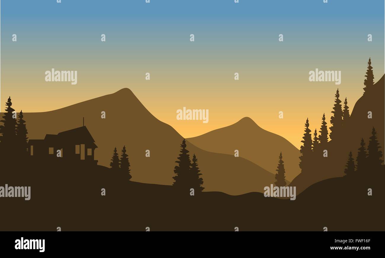 Silhouette di montagna da sotto Illustrazione Vettoriale