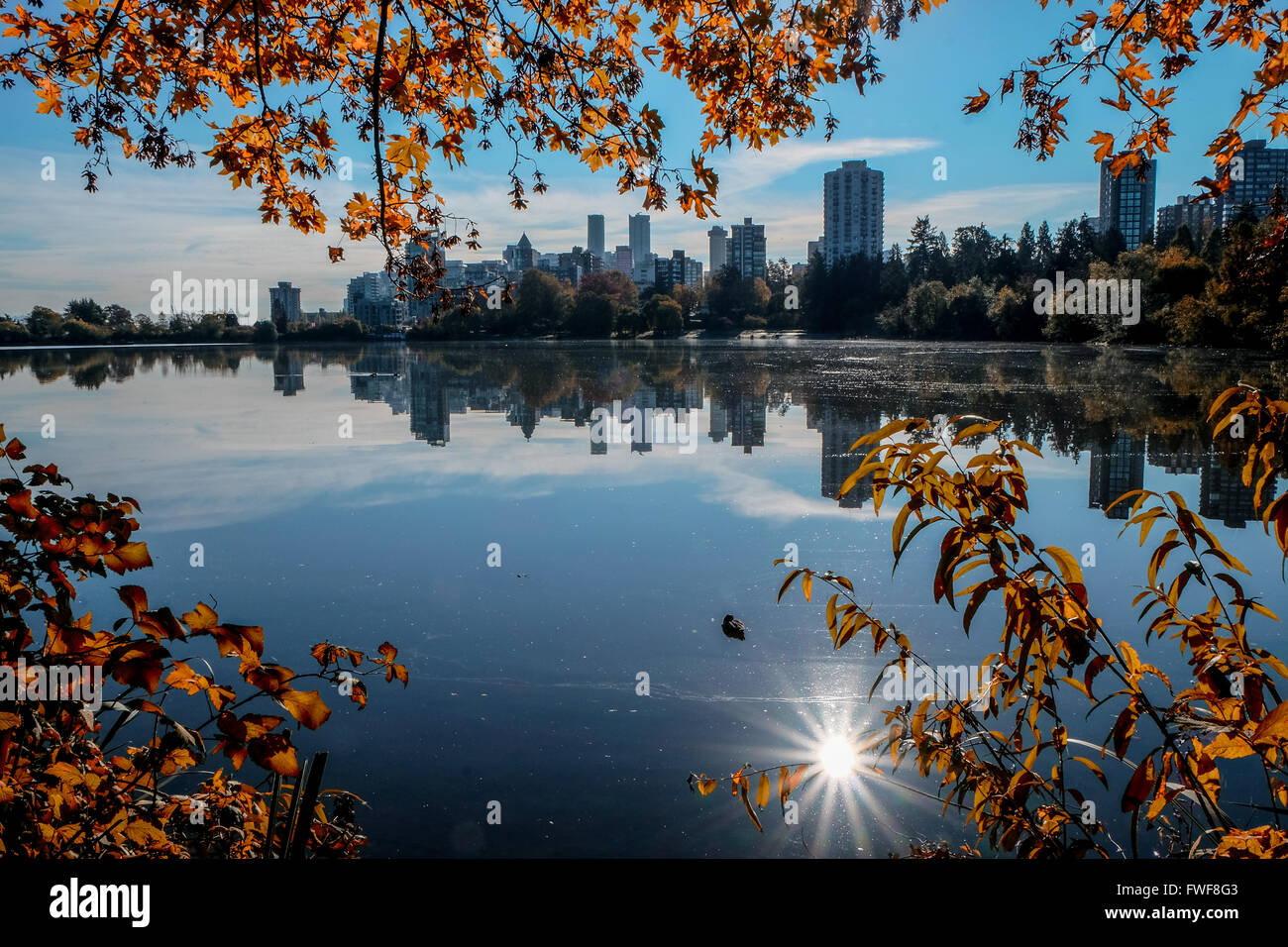 Perso nella laguna di Stanley Park, Vancouver, British Columbia, Canada Foto Stock