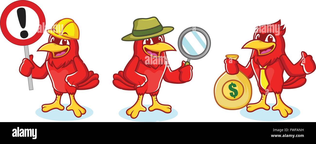 Il Cardinale Mascot con segno Illustrazione Vettoriale