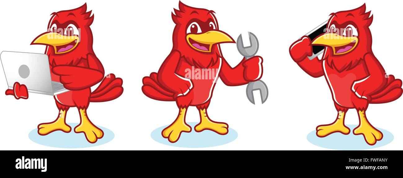 Il Cardinale Mascot con telefono Illustrazione Vettoriale