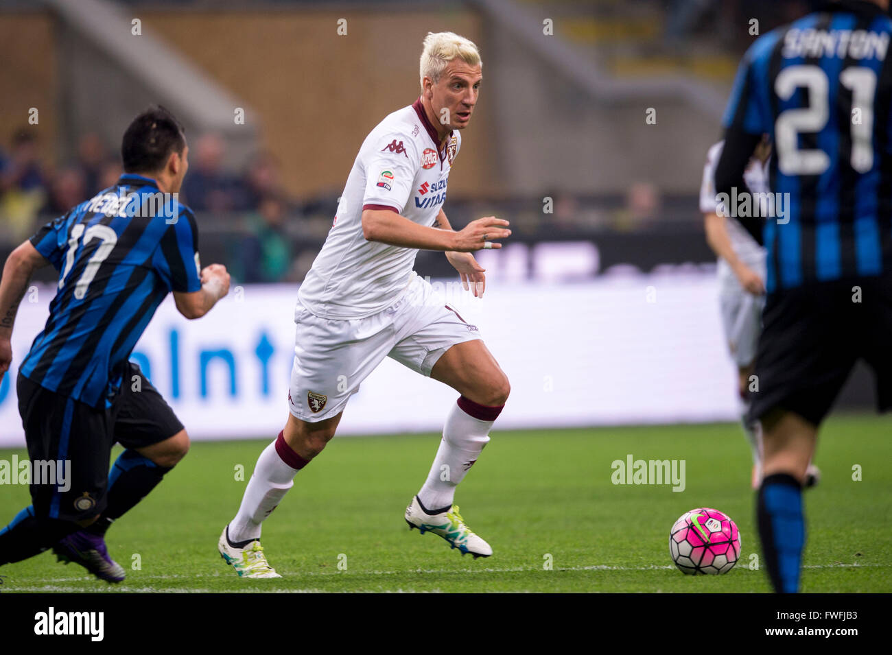 Maxi Lopez (Torino), 3 aprile 2016 - Calcio : Italiano 'Serie A' match tra Inter e Milan 1-2 Torino FC a Stadio Giuseppe Meazza di Milano, Italia. (Foto di Maurizio Borsari/AFLO) Foto Stock