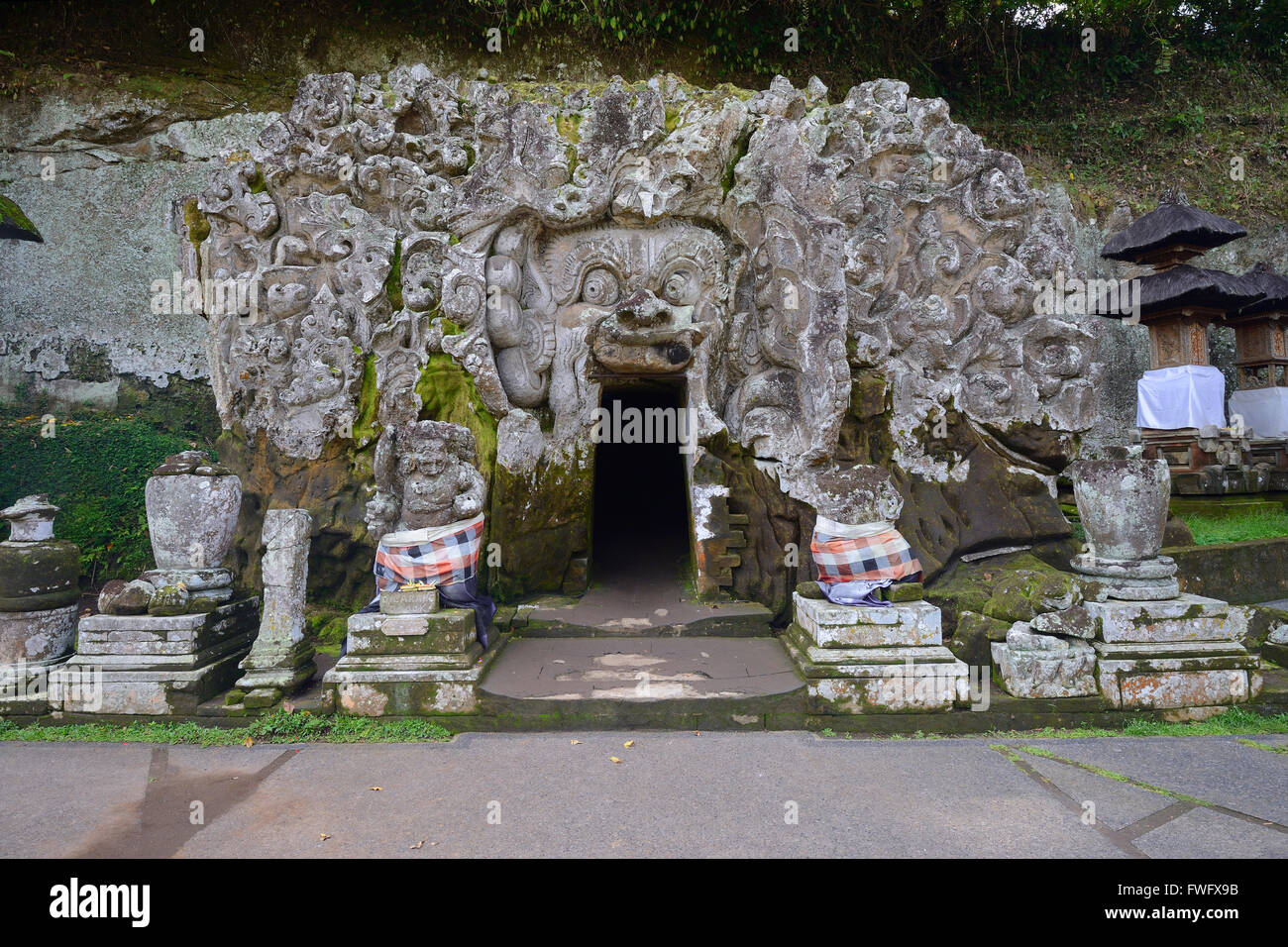 Grotta di elefante, circa 1100 anni, elefante tempio Goa Gaja, Bali, Indonesia Foto Stock