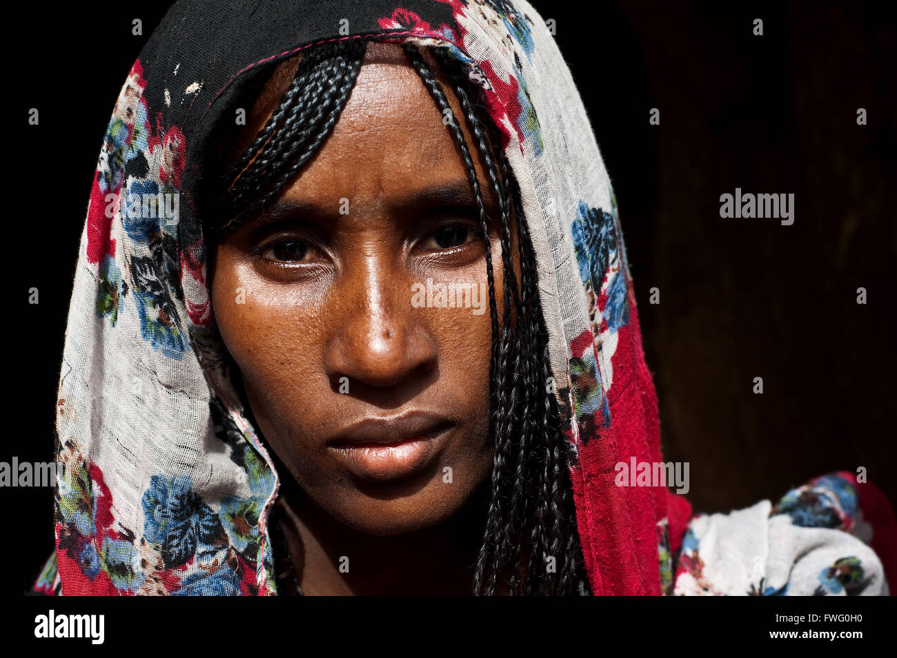 Femmina eritreo rifugiato. Ella appartiene all etnia afar, lei è un musulmano. Foto Stock