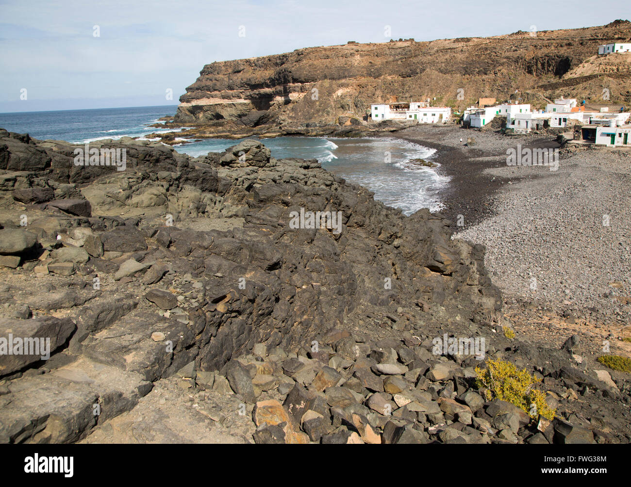 Villaggio di Pescatori di Los Molinos, costa ovest di Fuerteventura, Isole Canarie, Spagna Foto Stock