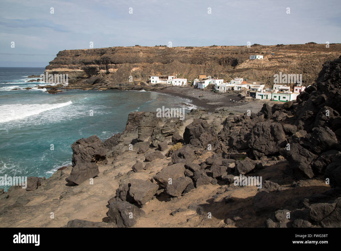 Villaggio di Pescatori di Los Molinos, costa ovest di Fuerteventura, Isole Canarie, Spagna Foto Stock