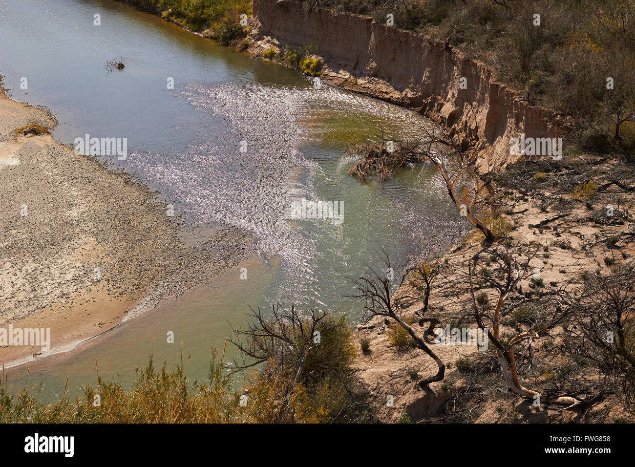 Rio Grande, Boquillas canyon parco nazionale di Big Bend Texas, confine internazionale, Maderas del Carmen Riserva della Biosfera, Messico Foto Stock