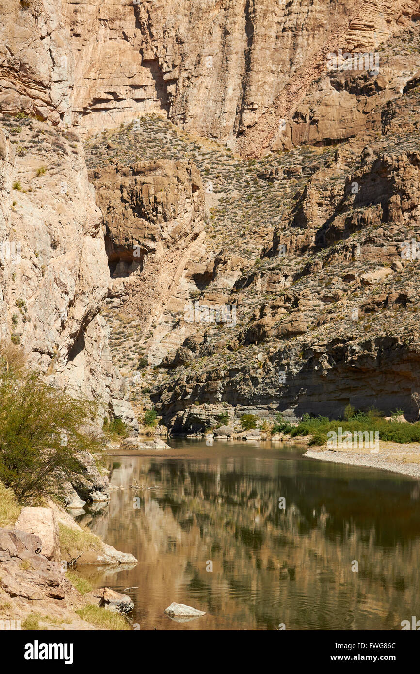 Boquillas canyon parco nazionale di Big Bend Texas, confine internazionale, Maderas del Carmen Riserva della Biosfera, Messico Foto Stock