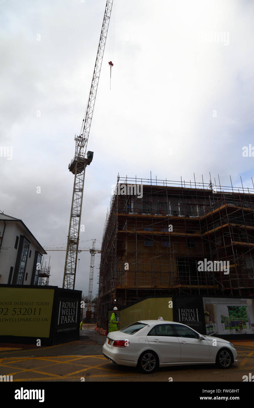 Royal Wells Park housing development costruzione sul sito della ex Kent e Sussex hospital, Tunbridge Wells, Kent, Inghilterra Foto Stock