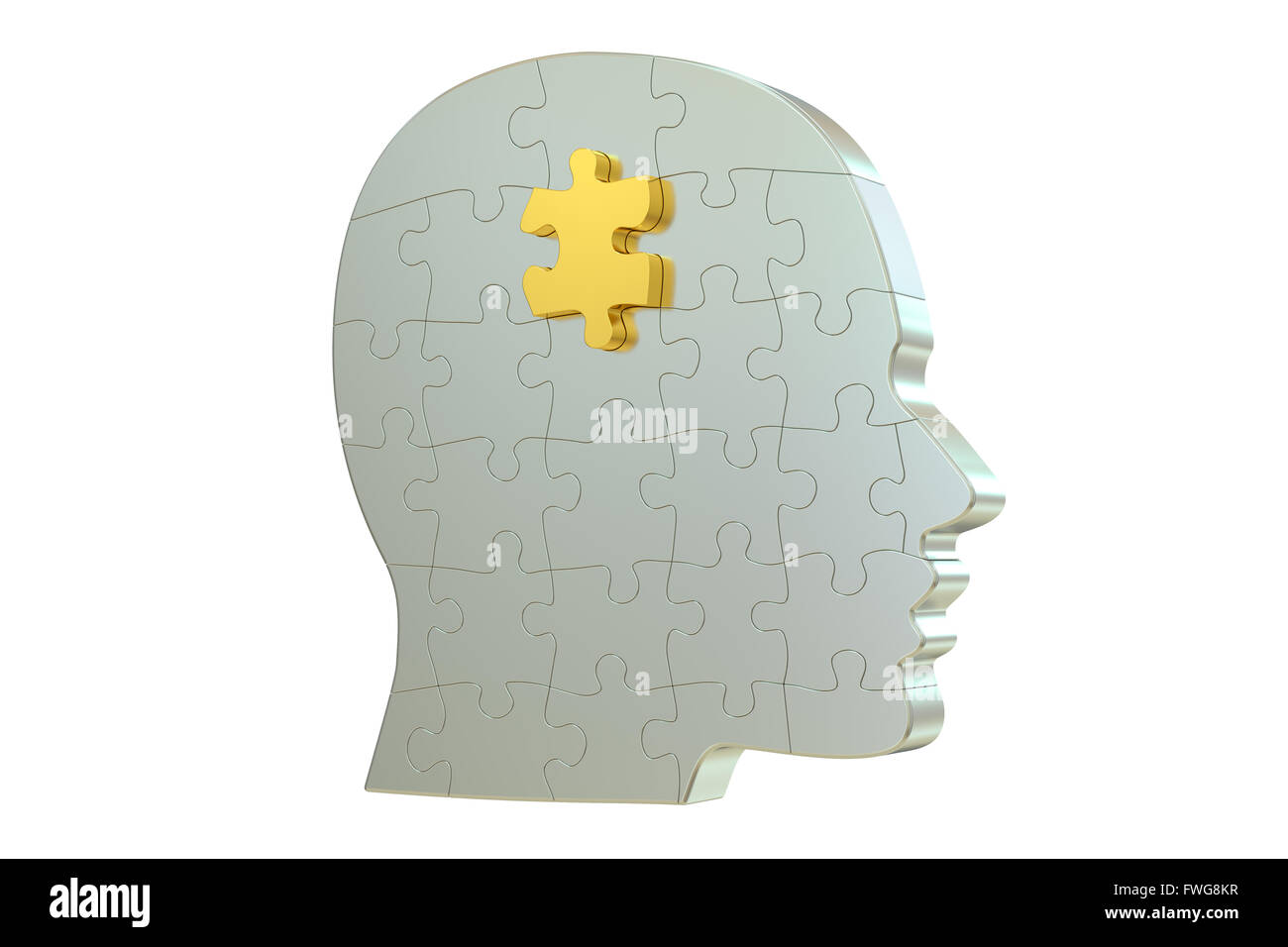 Puzzle di testa, 3D rendering isolati su sfondo bianco Foto Stock Puzzle di testa, 3D rendering isolati su sfondo bianco Foto Stock