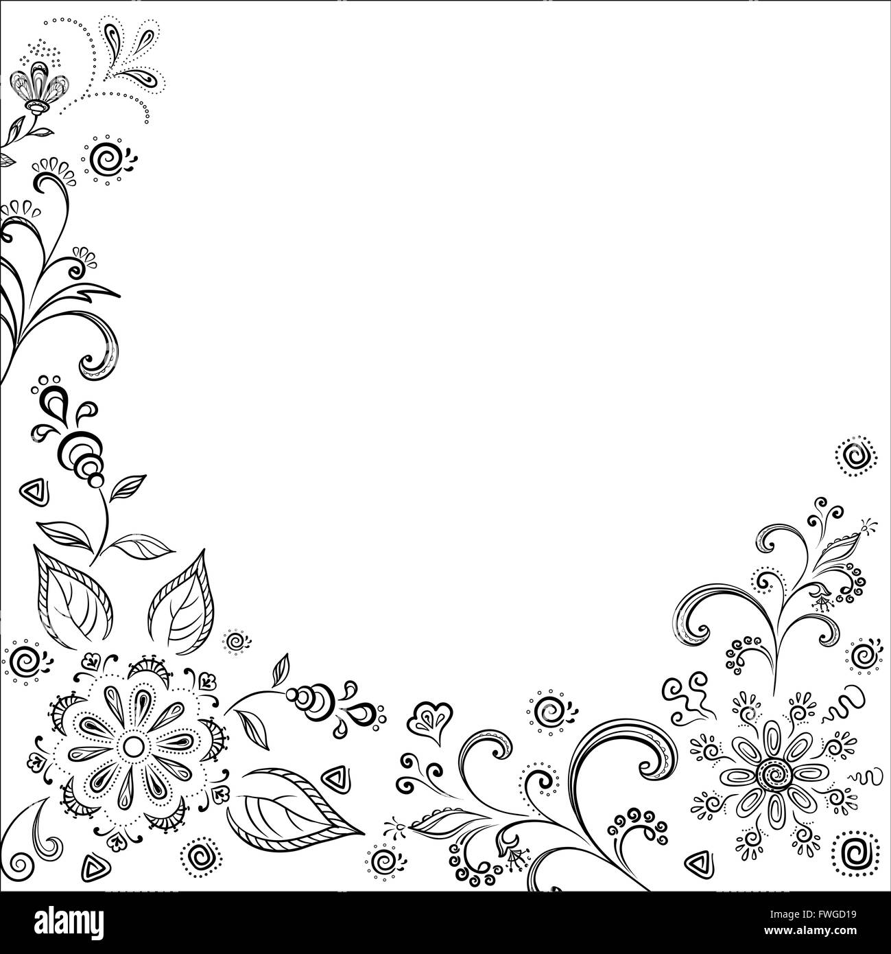 Floral background di contorno Illustrazione Vettoriale