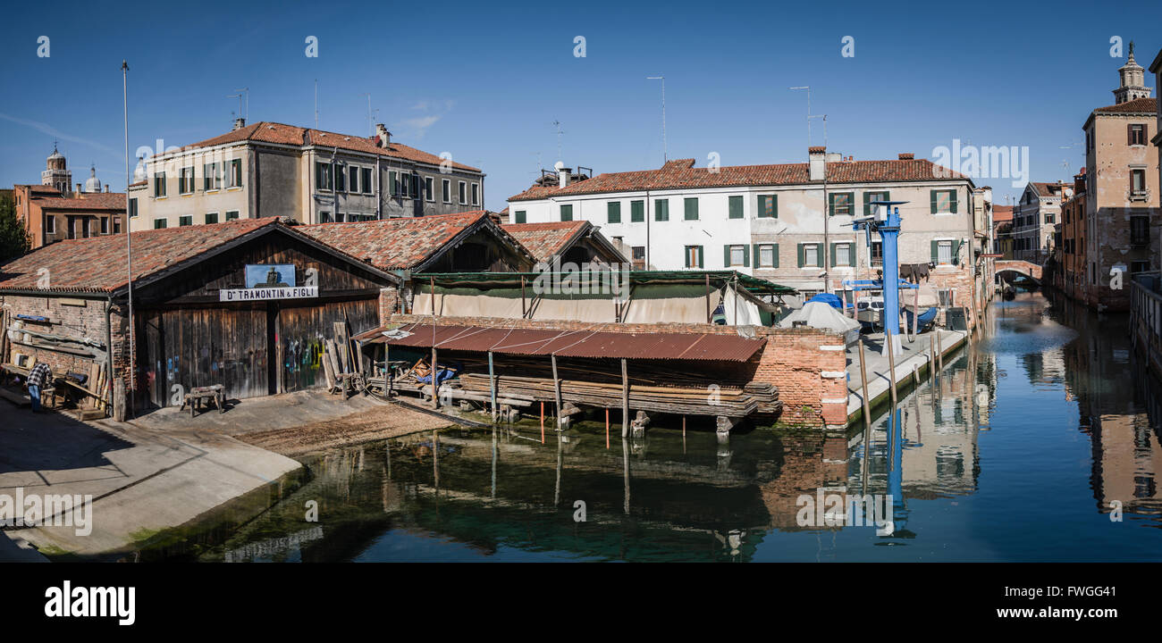 Gondola Cantiere Navale di Venezia, Italia. Foto Stock