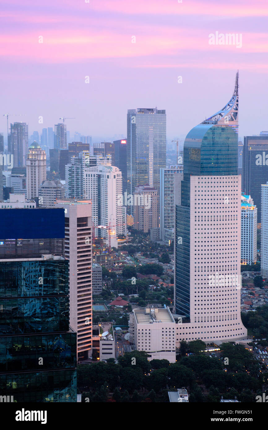 Skyline, Jakarta, Indonesia, sud-est asiatico Foto Stock