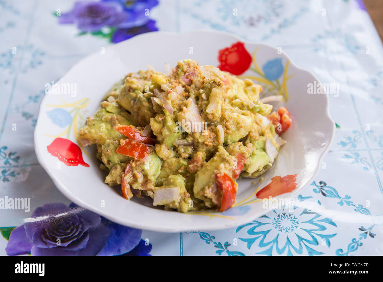 Tradizionale birmana insalata di avocado, Lago Inle, Stato Shan, Myanmar (Birmania), Asia Foto Stock