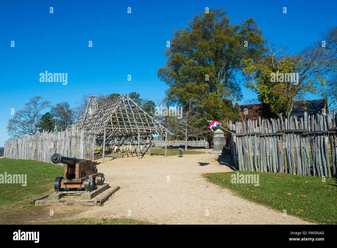 Legno recintato insediamento inglese Jamestown, Virginia, Stati Uniti d'America, America del Nord Foto Stock