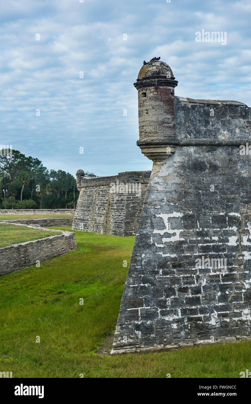 Castillo de San Marcos, Sant'Agostino, il più antico e occupato in modo continuativo a europeo istituito insediamento, Florida, Stati Uniti d'America Foto Stock