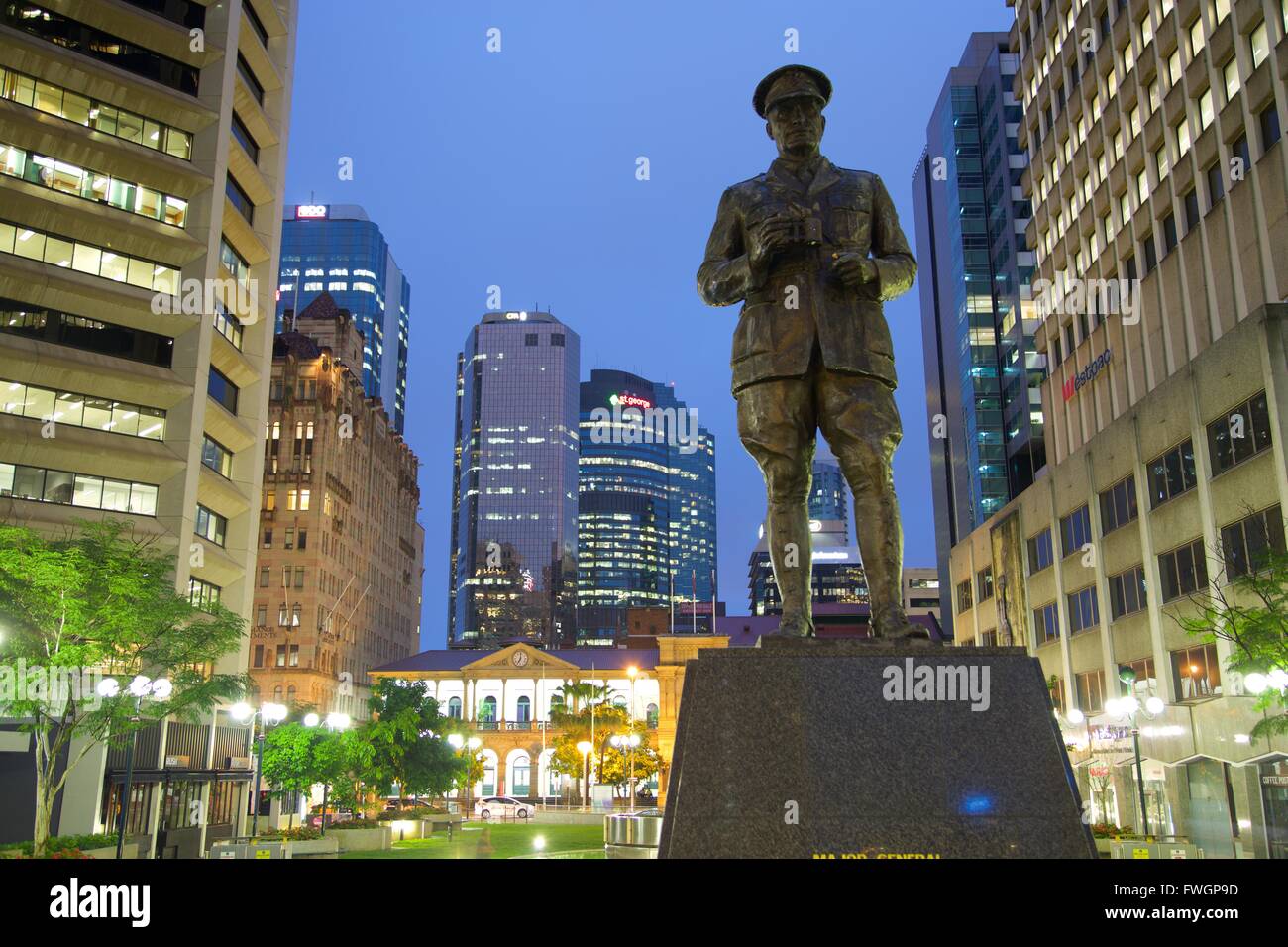 Sir William Glasgow statua sul Post Office Square, Brisbane, Queensland, Australia, Oceania Foto Stock