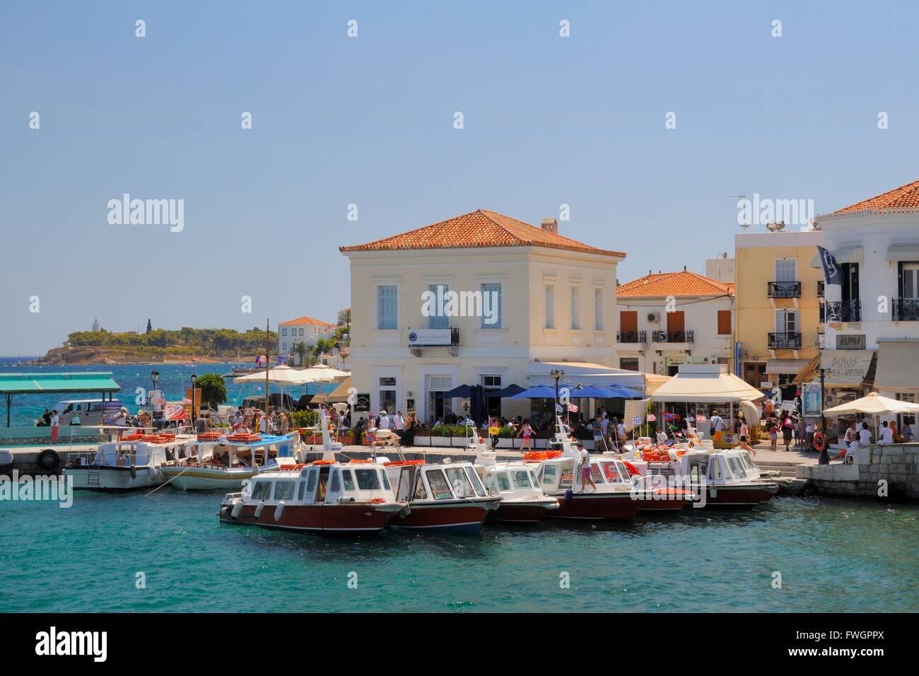 Spetses (Spetse) porto cittadino, SPETSES, ISOLE DELL'ARGOSARONICO Attica, Peloponneso e Grecia, Europa Foto Stock