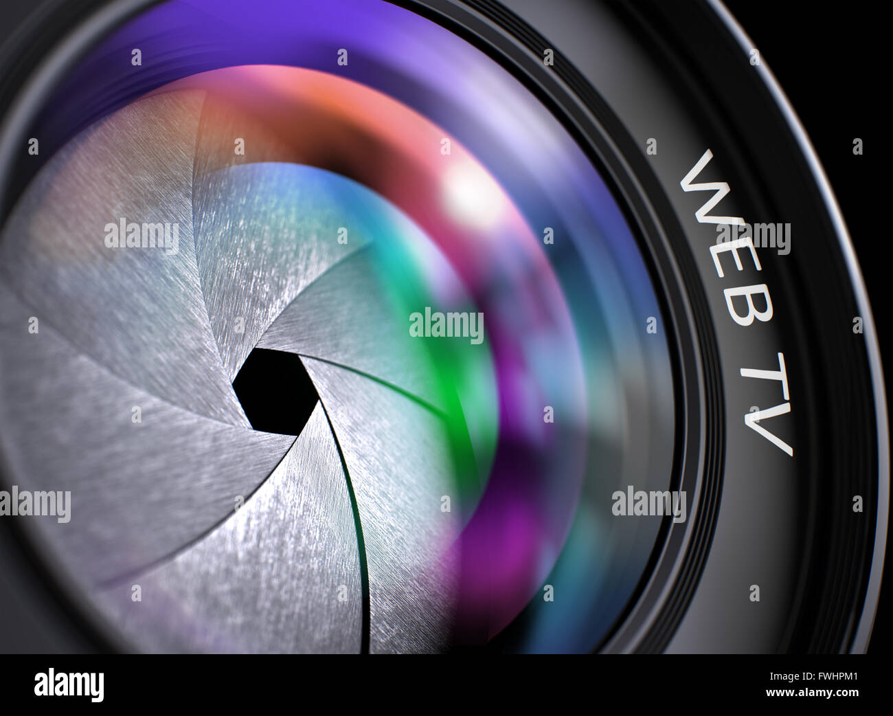 Lente di ingrandimento di una fotocamera digitale con la Web Tv. Foto Stock