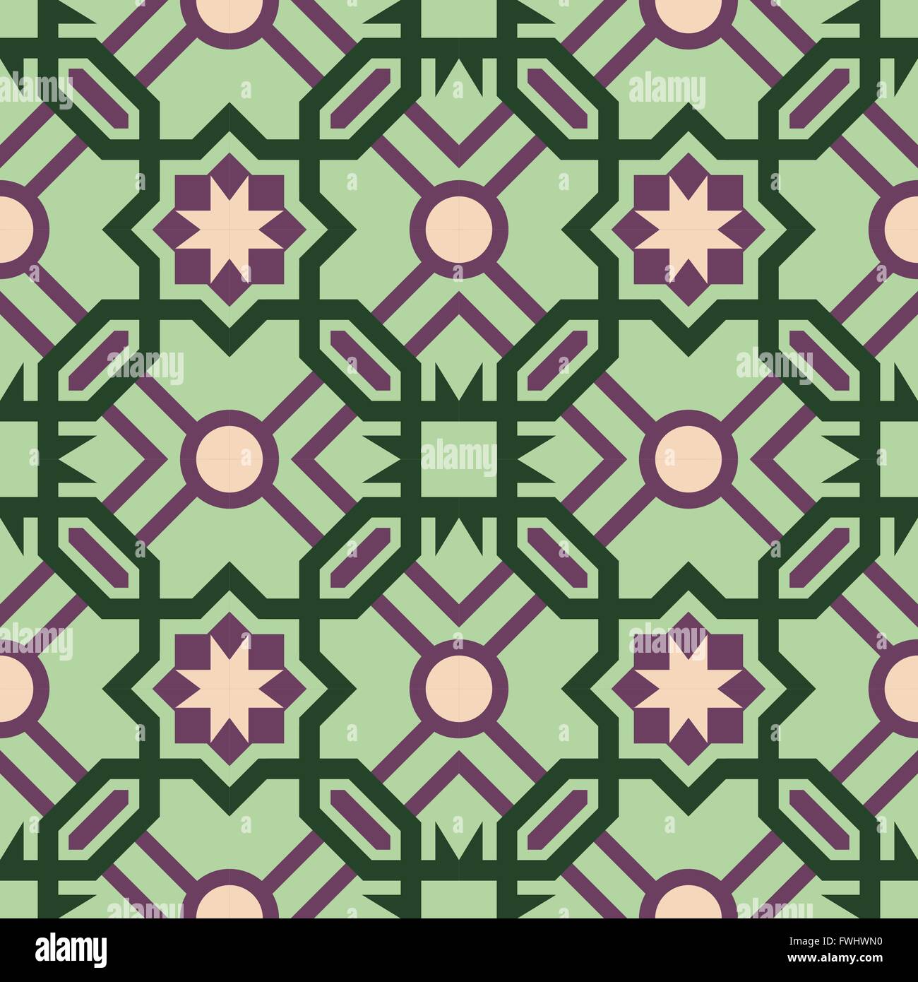 Abstract mosaico ceramico piastrelle per pavimento Modello senza cuciture con geometrica forma marocchino design in colore verde. EPS10 vettore. Illustrazione Vettoriale