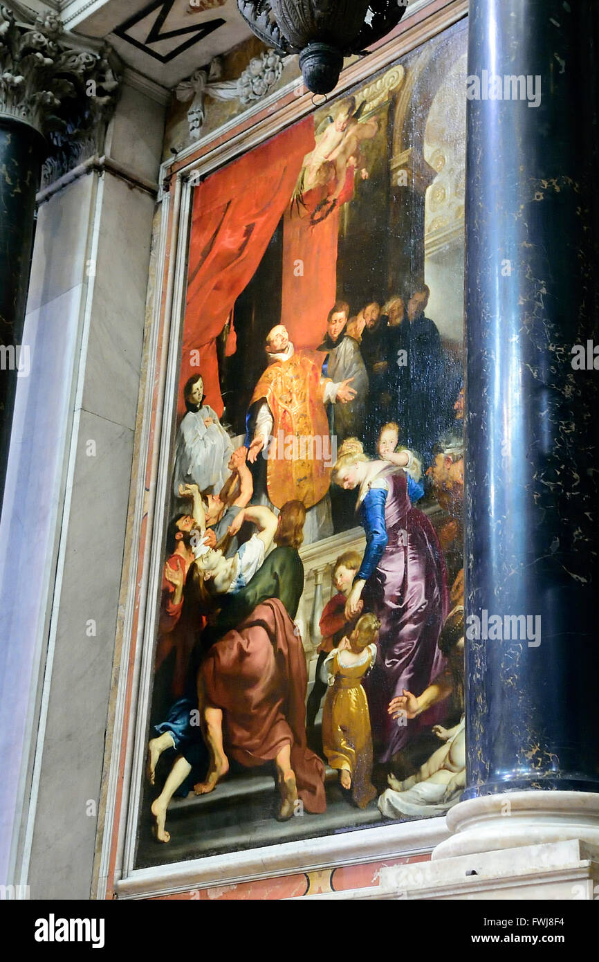 I miracoli di San Ignazio di Loyola, Rubens opera d'arte, nella chiesa del Gesù chiesa, Genova, Liguria, Italia, Europa Foto Stock