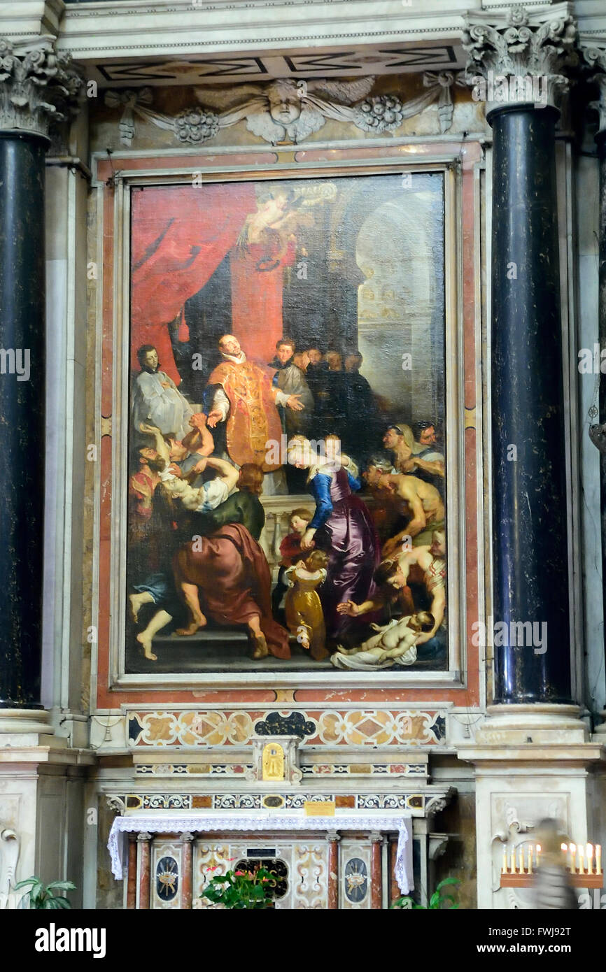 I miracoli di San Ignazio di Loyola, Rubens opera d'arte, nella chiesa del Gesù chiesa, Genova, Liguria, Italia, Europa Foto Stock