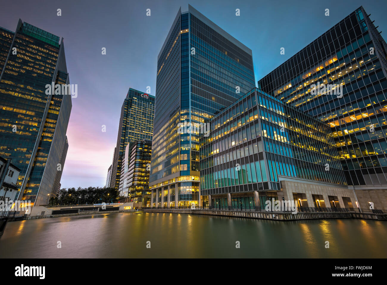 Canary Wharf, edifici per uffici intorno a Canary Wharf, Londra Foto Stock