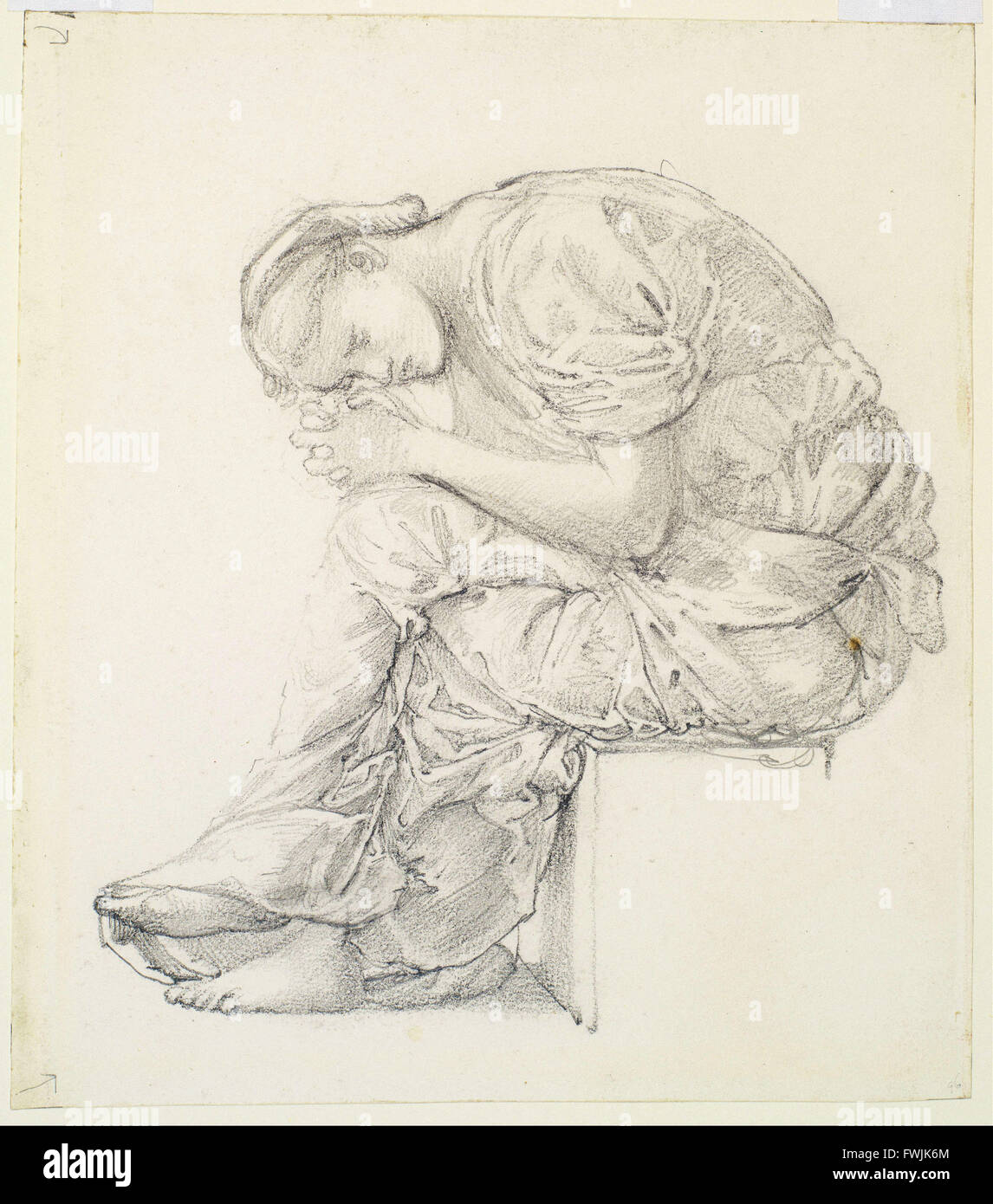 Edward Burne-Jones - Il lamento - Studio per la figura sulla destra - Birmingham Museum & Art Gallery Foto Stock