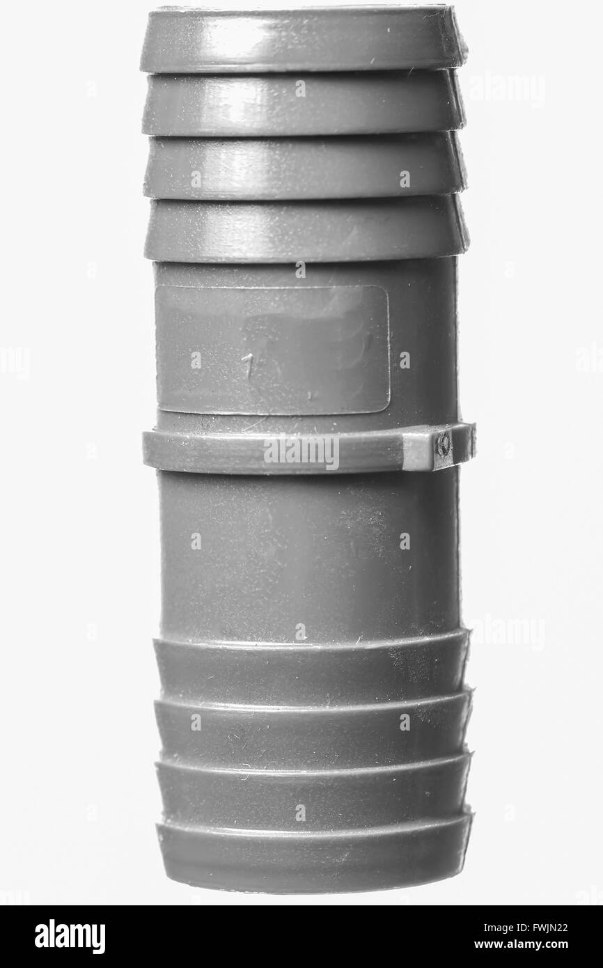 Tubo flessibile isolato il connettore dritto, Studio Shot, sfondo bianco Foto Stock