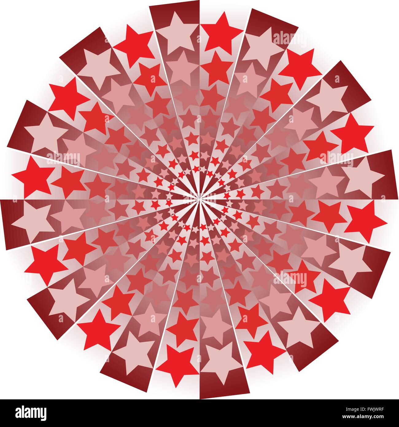 Accattivante di colore rosso e bianco vortex mandala stelle ornamento Illustrazione Vettoriale