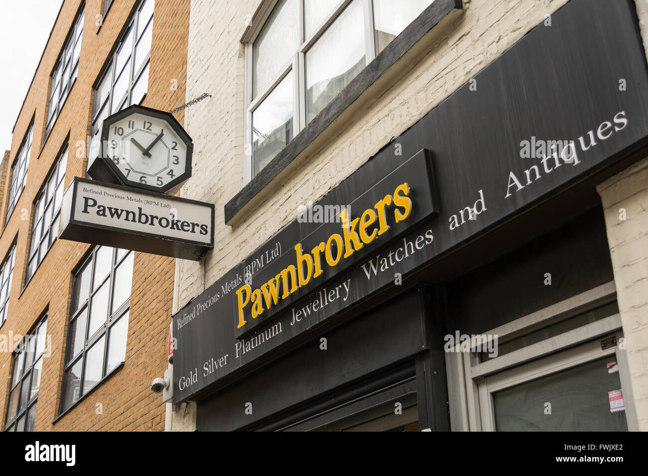Segno Pawnbrokers in Hatton Garden jewellery Distretto in London, England, Regno Unito Foto Stock