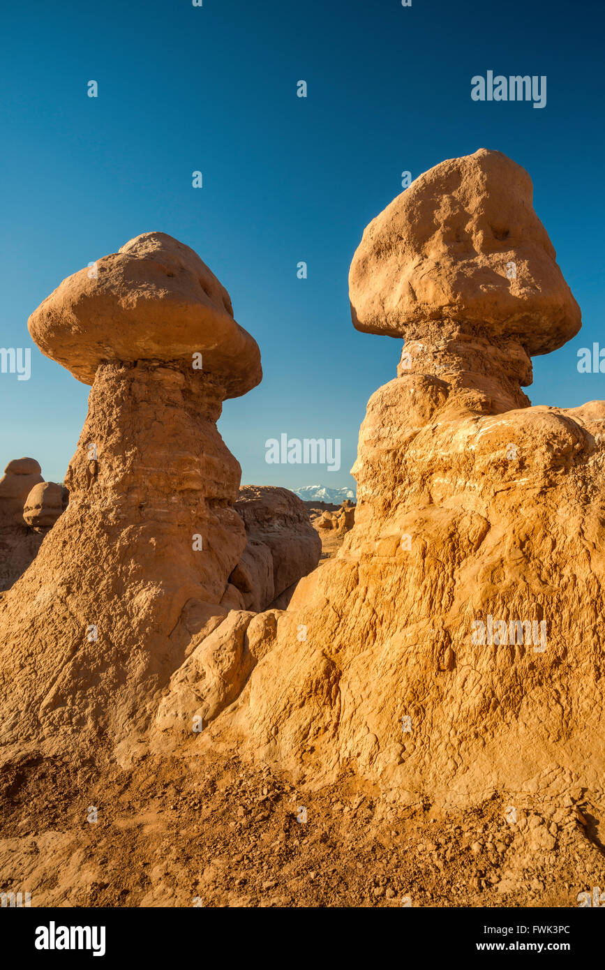 Hoodoo rocce presso il parco statale Goblin Valley, Colorado Plateau, Utah, Stati Uniti d'America Foto Stock