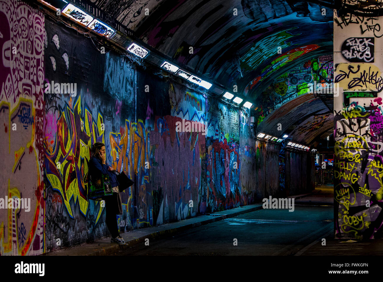 Leake Street Banksy galleria artisti di graffiti London Southbank Foto Stock