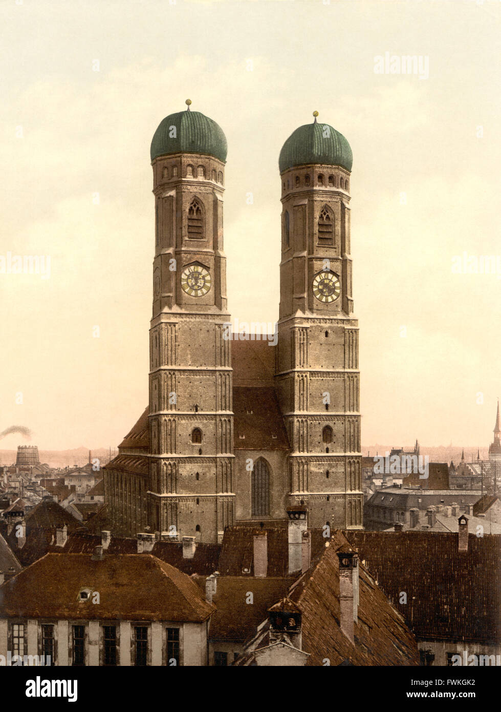 La Frauenkirche di Monaco di Baviera, Germania, Photochrome Stampa, circa 1900 Foto Stock
