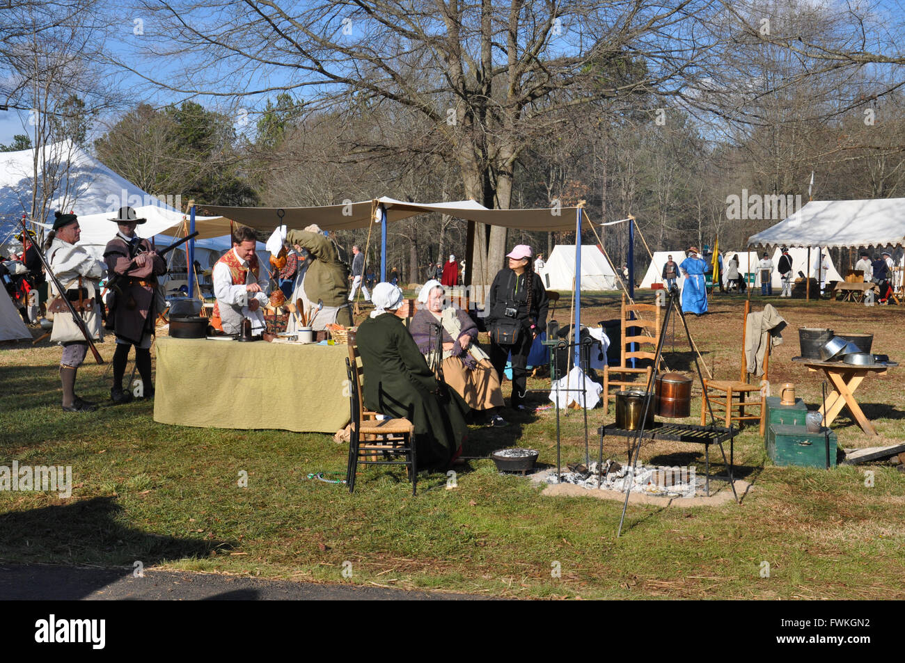 Una rievocazione storica della battaglia di Cowpens in Cowpens,Carolina del Sud. Foto Stock