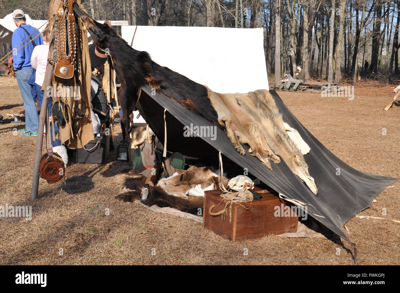 Una rievocazione storica della battaglia di Cowpens in Cowpens,Carolina del Sud. Foto Stock