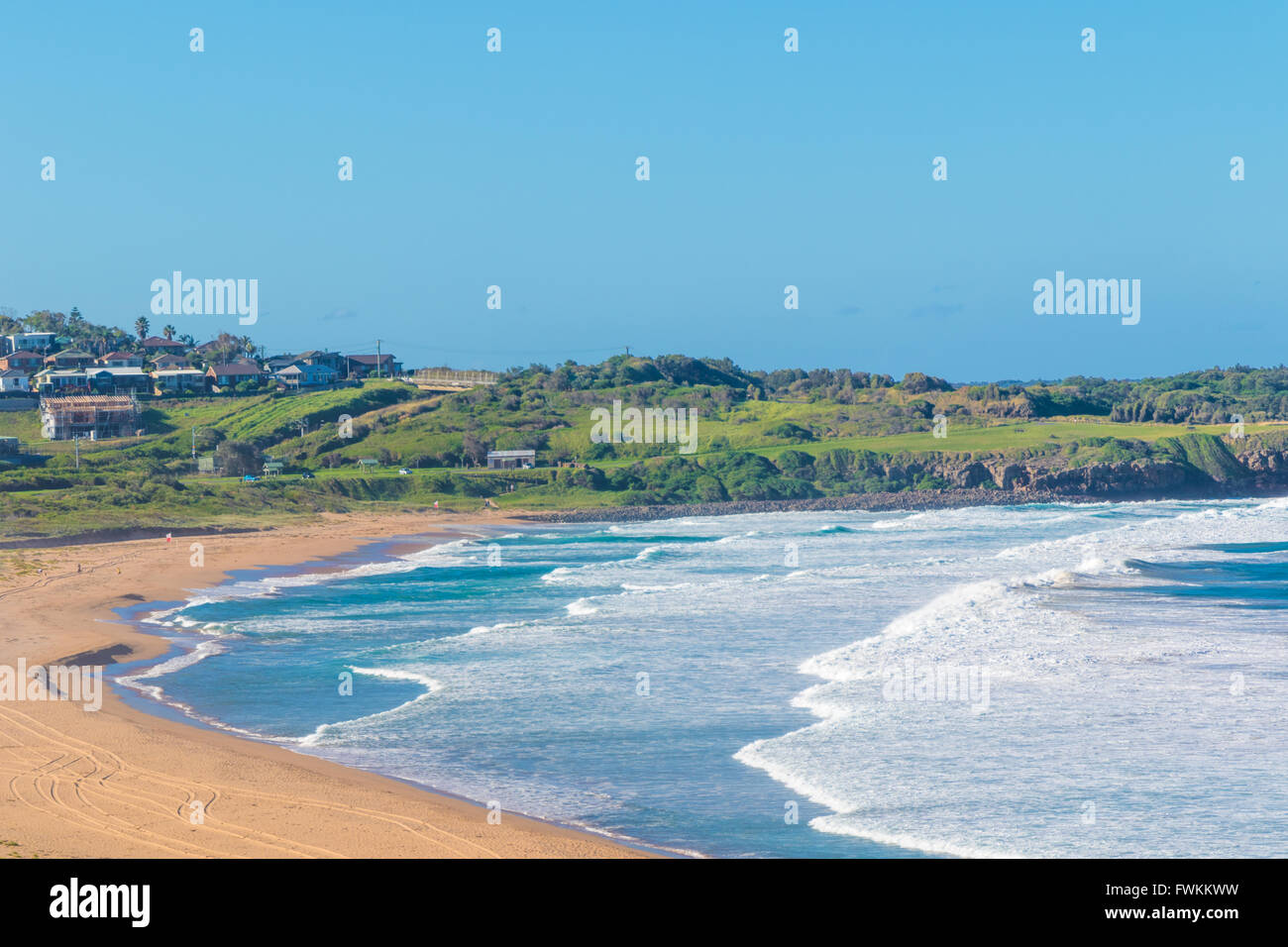 Bombo Beach, Kiama NSW dove un surfista subito gravi ferite in un attacco di squalo sul 30 marzo 2016 Foto Stock