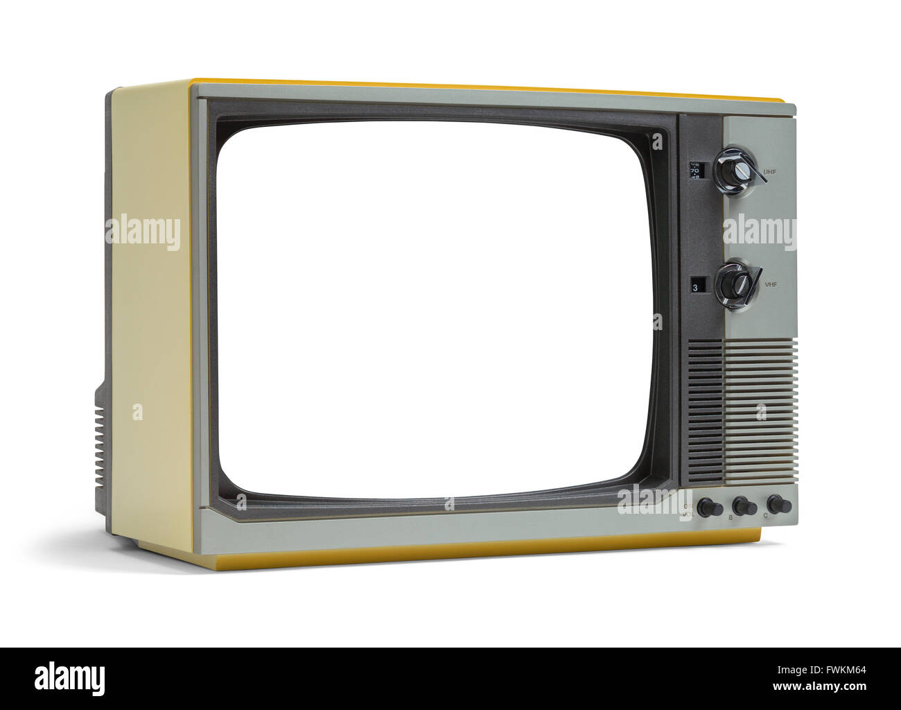 Il vecchio televisore con copia spazio isolato su sfondo bianco. Foto Stock