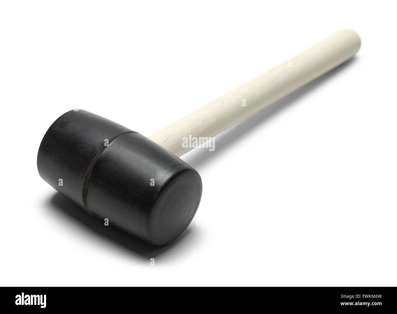 In gomma nera Mallet isolati su sfondo bianco. Foto Stock