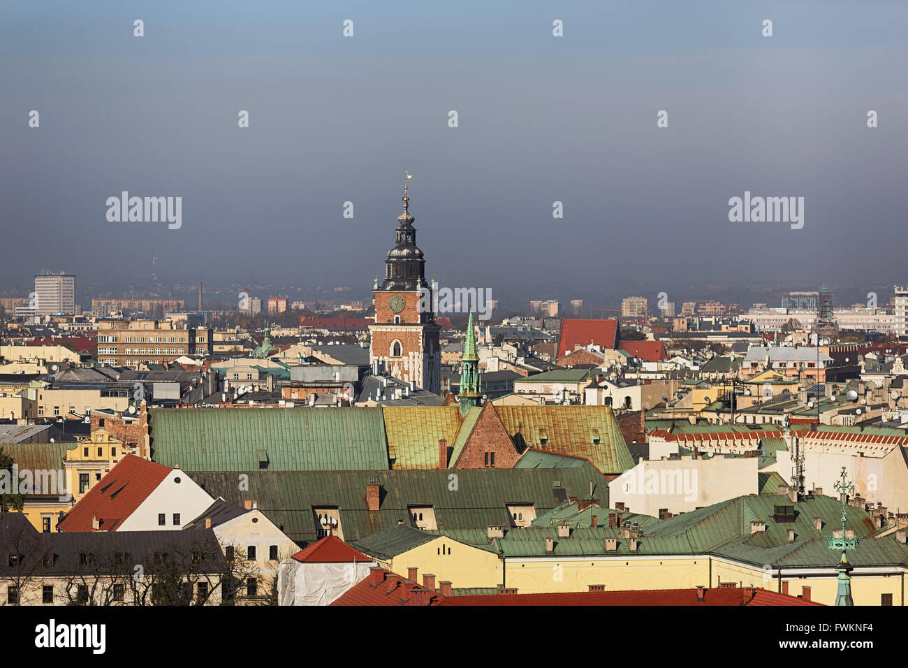 Vista da una altezza del palo Alto, Cracovia in Polonia Foto Stock