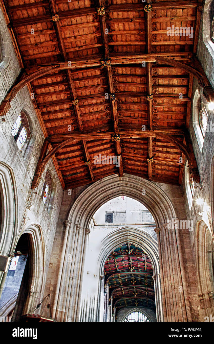 Interior st Laurence chiesa Ludlow Shropshire Foto Stock