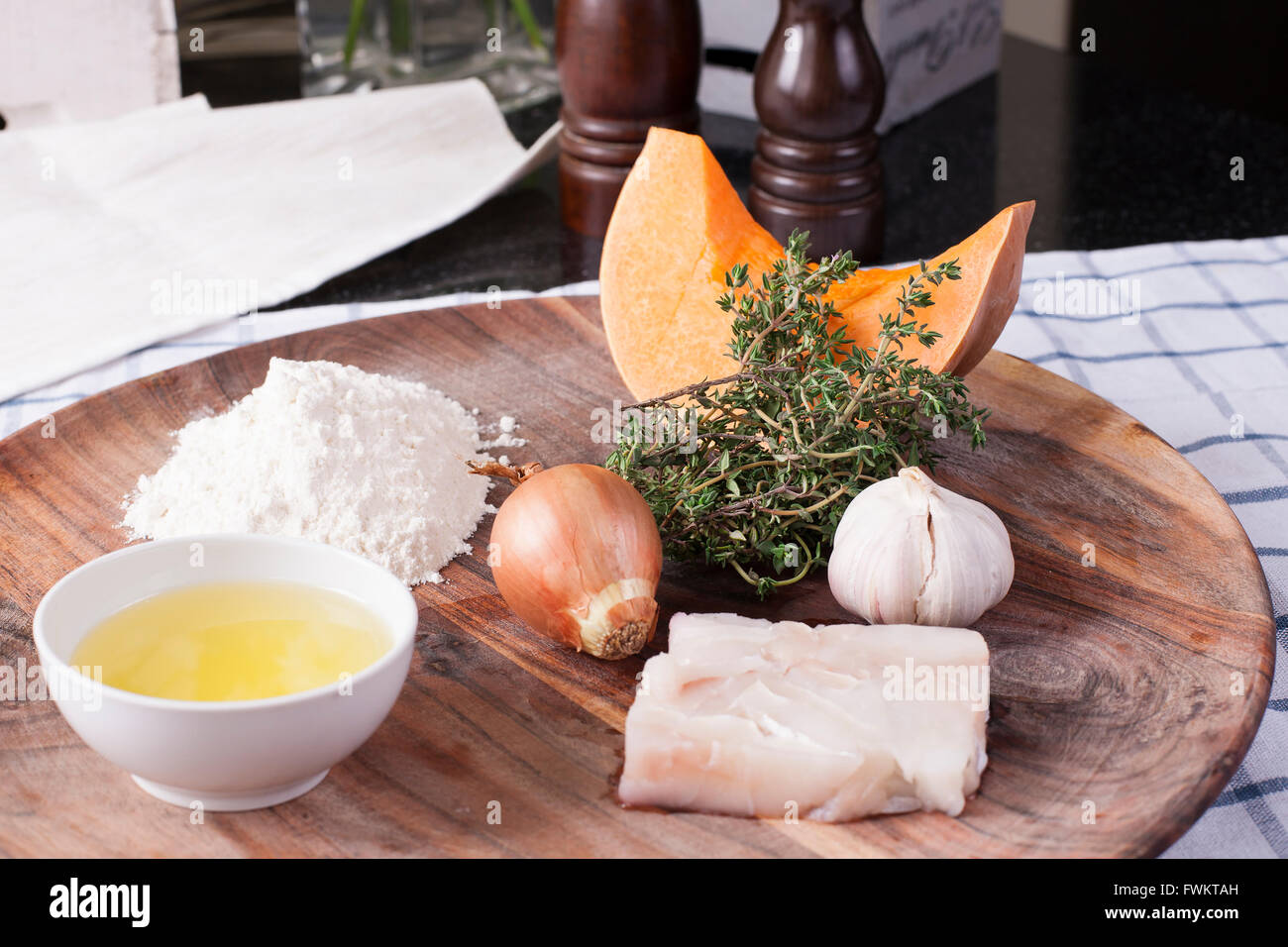 Filetto di nasello e verdure Foto Stock