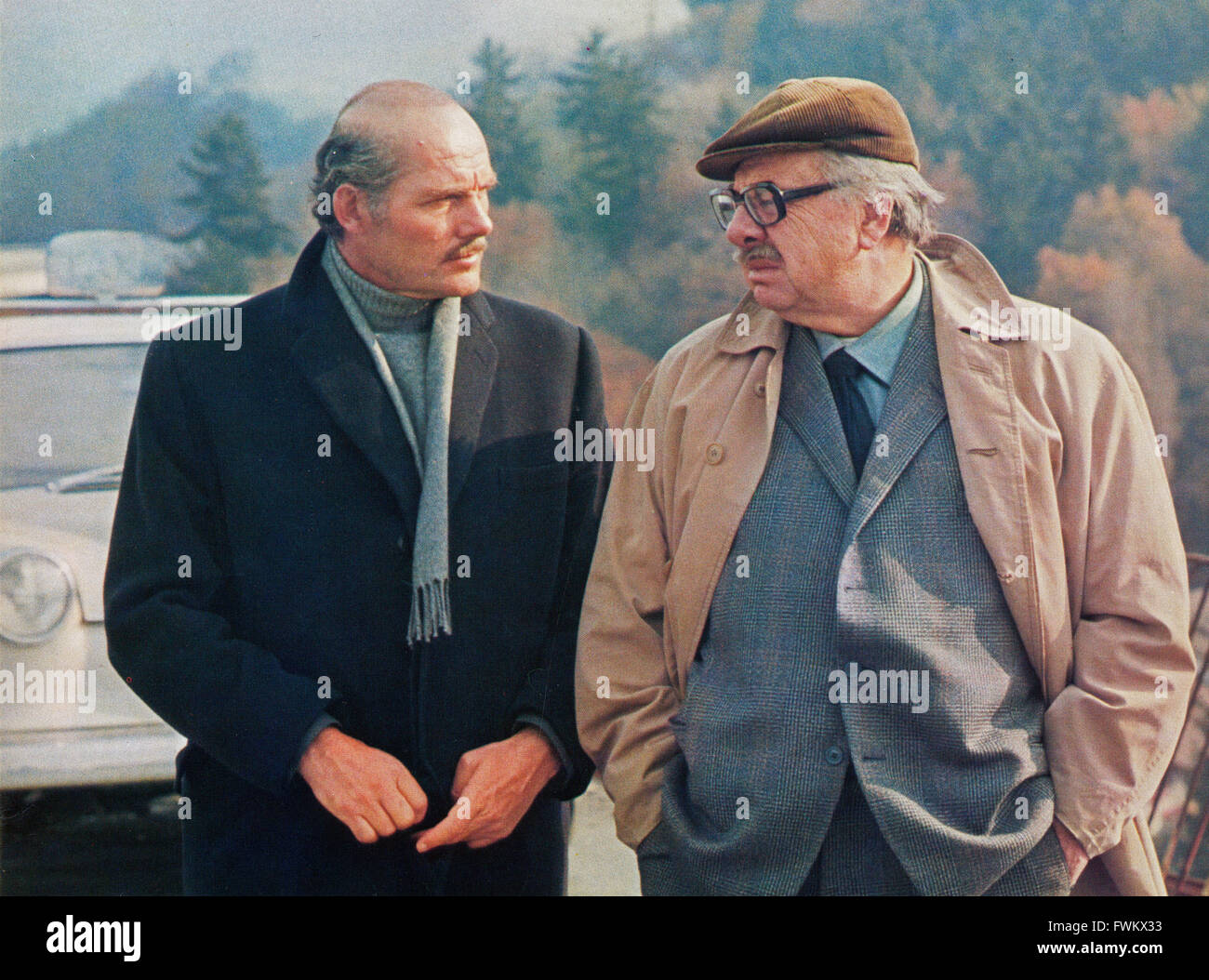 Der Richter und sein Henker, aka: Fine del gioco, Deutschland/Italien 1975, Regie: Maximilian Schell, Darsteller: Robert Shaw (links), Martin Ritt Foto Stock