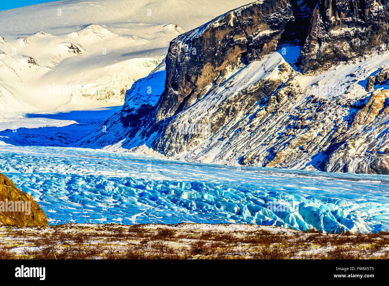 Viste lungo il tragitto da Vik da e per Jokullsarlon - la laguna iceberg Foto Stock